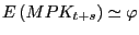 $ E\left( {MPK_{t+s} } \right) \simeq\varphi$