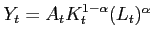 $ Y_t=A_tK_t^{1-\alpha}(L_t)^\alpha$