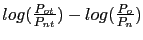 $ log(\frac{P_{ot}}{P_{nt}})-log(\frac{P_{o}}{P_{n}})$