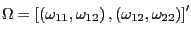 $ \Omega=\left[ \left( \omega_{11},\omega_{12}\right) ,\left( \omega_{12},\omega_{22}\right) \right] ^{\prime}$