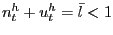 $ n^{h}_{t} + u^{h}_{t} = \bar{l} < 1$