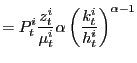 $\displaystyle =P_{t}^{i}\frac{z_{t}^{i}}{\mu_{t}^{i}}\alpha\left( \frac{k_{t}^{i}}{h_{t}^{i}}\right) ^{\alpha-1}$
