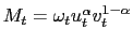 $ M_{t}=\omega_{t}u_{t}^{\alpha}v_{t}^{1-\alpha}$