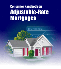 Consumer Handbook on Adjustable-Rate Mortgages. Illustration of a home with an interest rate chart in the background.