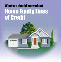 What you should know about Home Equity Lines of Credit. Illustration of a house with trees behind it.