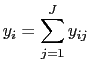 LaTex Encoded Math: \displaystyle y_i=\sum_{j=1}^{J} y_{ij}