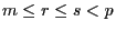 m\le r\le s<p