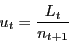 \begin{displaymath} u_t =\frac{L_t }{n_{t+1} } \end{displaymath}