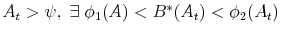 A_t>\psi, \; \exists \; \phi_1(A)<B^*(A_t)<\phi_2(A_t)