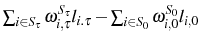  \sum_{i\in S_{\tau} }\omega_{i,\tau}^{S_{\tau}}l_{i.\tau}-\sum_{i\in S_{0}}\omega_{i,0}^{S_{0} }l_{i,0}