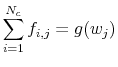 \displaystyle \sum\limits_{i = 1}^{N_c} f_{i,j} = g(w_j)