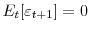  E_{t}[\varepsilon_{t+1}]=0