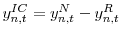  y_{n,t}^{IC}% =y_{n,t}^{N}-y_{n,t}^{R}