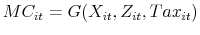 \displaystyle MC_{it} = G(X_{it}, Z_{it}, Tax_{it})