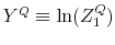 Y^Q\equiv \ln (Z^Q_1)