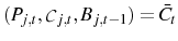  (P_{j,t},\mathcal{C}_{j,t},B_{j,t-1})=\bar{C}_{t}