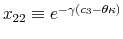  x_{22}\equiv e^{-\gamma\left( c_{3}-\theta\kappa\right) }