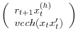 \left( {{\begin{array}{*{20}c} {r_{t+1} x_t^{(h)} } \hfill \ {vech(x_t {x}'_t )} \hfill \ \end{array} }} \right)