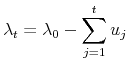 \displaystyle \lambda_{t}=\lambda_{0}-\sum\limits_{j=1}^{t}u_{j}% 