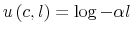  u\left( c,l\right) =\log-\alpha l