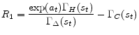 \displaystyle R_{1} = \frac{\exp(a_{t}) \Gamma_{H}(s_{t})}{\Gamma_{\Delta}(s_{t})} - \Gamma_{C}(s_{t})