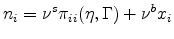 \displaystyle n_{i}=\nu^{s}\pi_{ii}(\eta,\Gamma)+\nu^{b}x_{i}