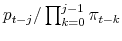  p_{t-j}/\prod_{k=0}^{j-1}\pi _{t-k}
