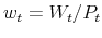  w_{t}=W_{t}/P_{t} 