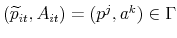  (\widetilde{p}% _{it},A_{it})=(p^{j},a^k)\in \Gamma