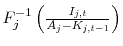  F_{j}^{-1}\left(\frac{I_{j,t}}{A_j-K_{j,t-1}}\right)