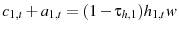 \displaystyle c_{1,t}+a_{1,t}=(1-\tau_{h,1})h_{1,t}w