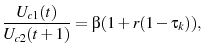 \displaystyle \frac{U_{c1}(t)}{U_{c2}(t+1)}=\beta (1+r(1-\tau_{k})),