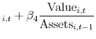 \displaystyle _{i,t}+\beta_4\frac{\mbox{Value}_{i,t}}{\mbox{Assets}_{i,t-1}}