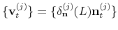  \{% \mathbf{v}_{t}^{(j)}\}=\{\delta _{\mathbf{n}}^{(j)}(L)\mathbf{n}_{t}^{(j)}\}