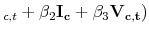 \displaystyle _{c,t} + \beta_2 \mathbf{I_c} + \beta_3 \mathbf{V_{c,t}})