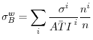 \displaystyle \sigma_{B}^{w}=\sum_i {\frac{\sigma^i}{\bar{ATI}^{\;i}} \frac{n^i}{n}}