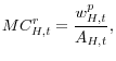 \displaystyle MC_{H,t}^{r}=\frac{w_{H,t}^{p}}{A_{H,t}}, 