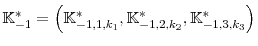  \mathbb{K}^{*}_{-1}= \left(\mathbb{K}_{-1,1,k_1}^{\ast },\mathbb{K}^{*}_{-1,2,k_2},\mathbb{K}^{*}_{-1,3,k_3} \right)