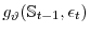  g_{\vartheta}(\mathbb{S}_{t-1},\epsilon_{t})