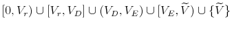 [0,V_{r}) \cup [V_{r},V_{D}] \cup (V_{D},V_{E}) \cup [V_{E},\widetilde{V}) \cup \{ \widetilde{V} \}