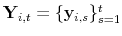  \mathbf{Y}_{i,t} = \{\mathbf{y}_{i,s}\}_{s=1}^t