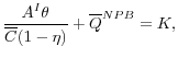 \displaystyle \frac{A^I \theta }{\overline{C}(1-\eta)} + \overline{Q}^{NPB} = K, 