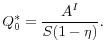\displaystyle Q_0^* = \frac{A^I}{S(1-\eta)}. 