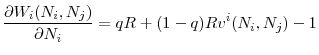 \displaystyle \frac{\partial W_{i}(N_{i},N_{j})}{\partial N_{i}}% =qR+(1-q)Rv^{i}(N_{i},N_{j})-1