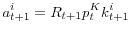 \displaystyle a_{t+1}^{i}=R_{t+1}p_{t}^{K}k_{t+1}^{i}