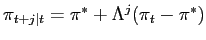 $ \pi_{t+j\mid t} =\pi^{\ast}+\Lambda^{j}(\pi_{t}-\pi^{\ast})$