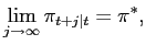 $\displaystyle \lim_{j\rightarrow\infty}\pi_{t+j\vert t}=\pi^{\ast},$