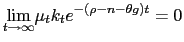 $\displaystyle \underset{t\rightarrow\infty}{\lim}\mu_{t}k_{t}e^{-\left( \rho-n-\theta g\right) t}=0$