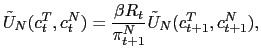 $\displaystyle \tilde{U}_{N}(c_{t}^{T},c_{t}^{N})=\frac{\beta R_{t}}{\pi_{t+1}^{N}}\tilde {U}_{N}(c_{t+1}^{T},c_{t+1}^{N}),$