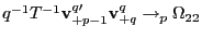 $ q^{-1} T^{-1}\mathbf{v}_{+p-1}^{q\prime}\mathbf{v}_{+q}^{q}\rightarrow_{p}\Omega _{22}$
